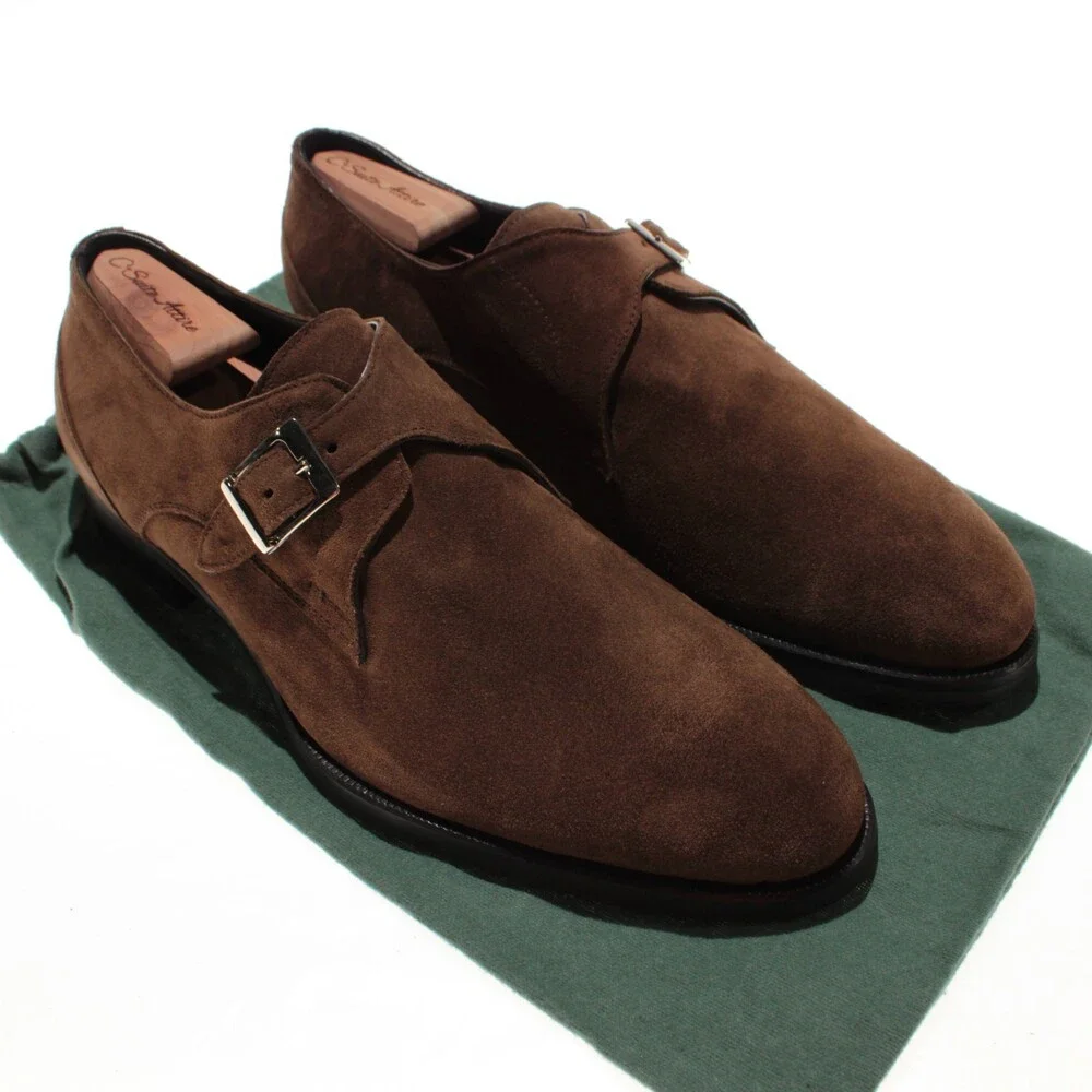 Pastori NWOB Faustus Single Monk Strap Dress Shoes Size 9 in Brown Suede